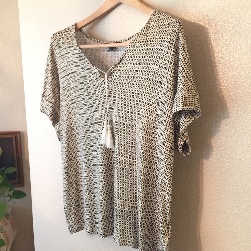 Brooks Brothers Rayon Tassel Neck Blouse